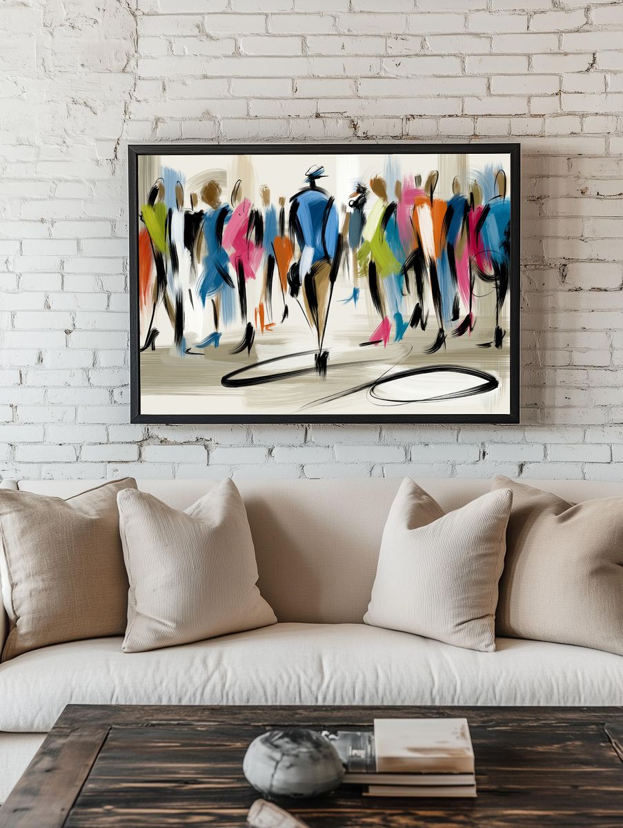 Abstract Crowd Brushstroke Poster. — room view 1