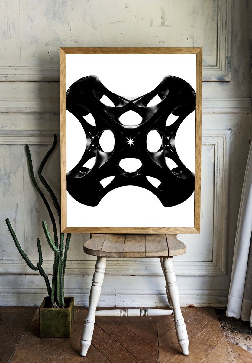 Black Organic Abstract Poster. room preview