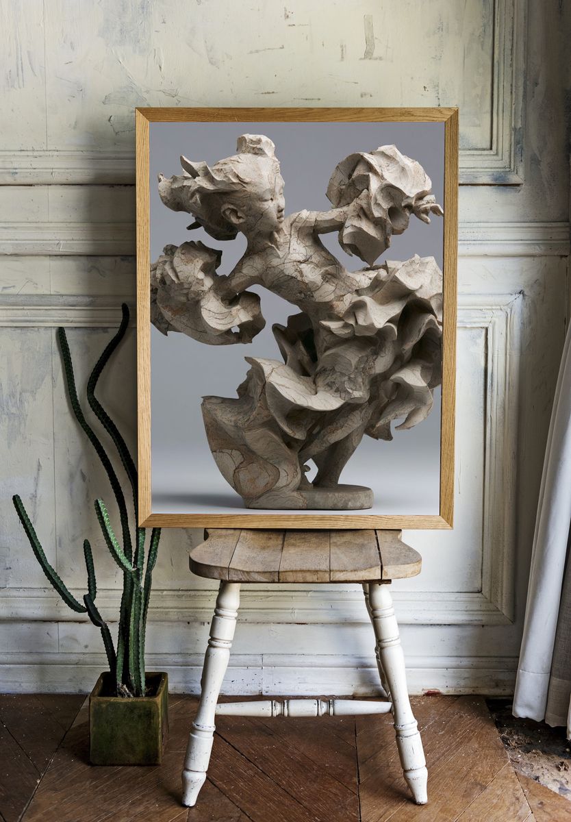 Abstract Stone Sculpture Print. — room view 1
