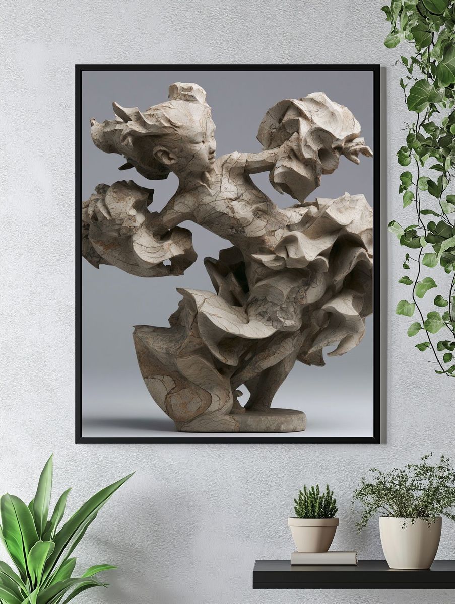 Abstract Stone Sculpture Print. — room view 4