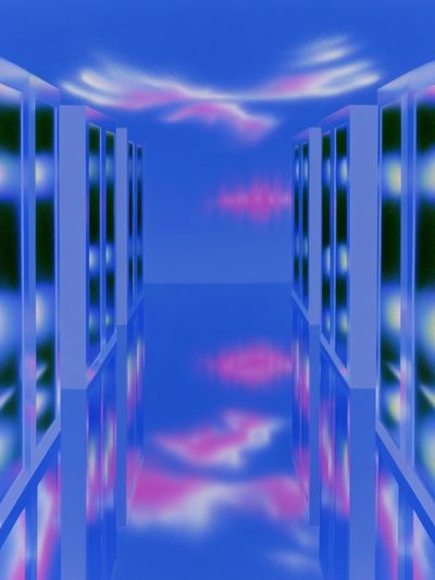 Neon Corridor Abstract Print.