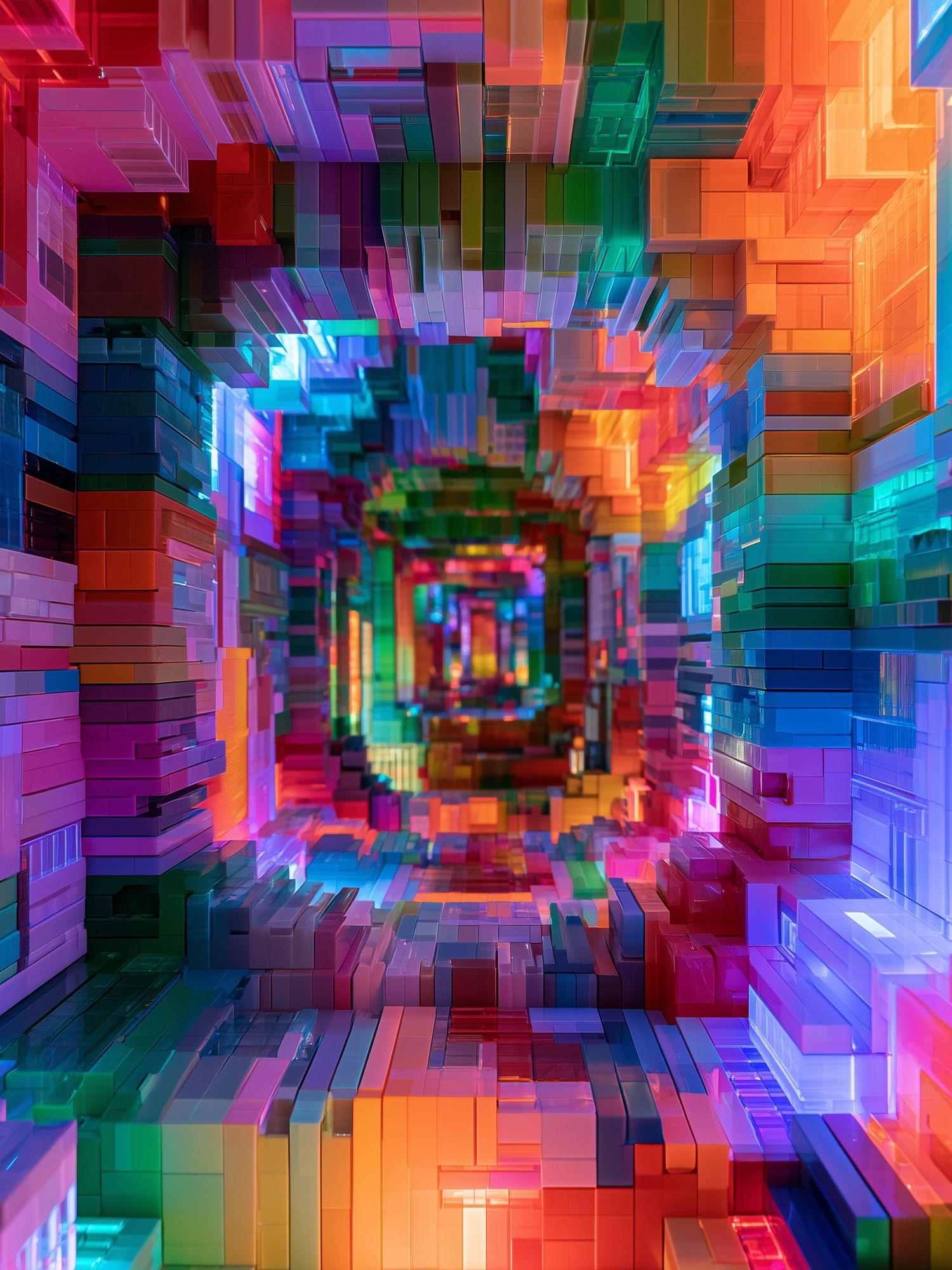 Neon Prism Tunnel Abstract Poster. poster — abstract art