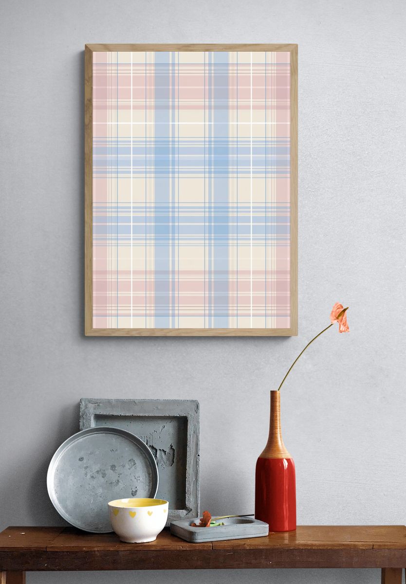 Pastel Plaid Abstract Poster. — room view 3