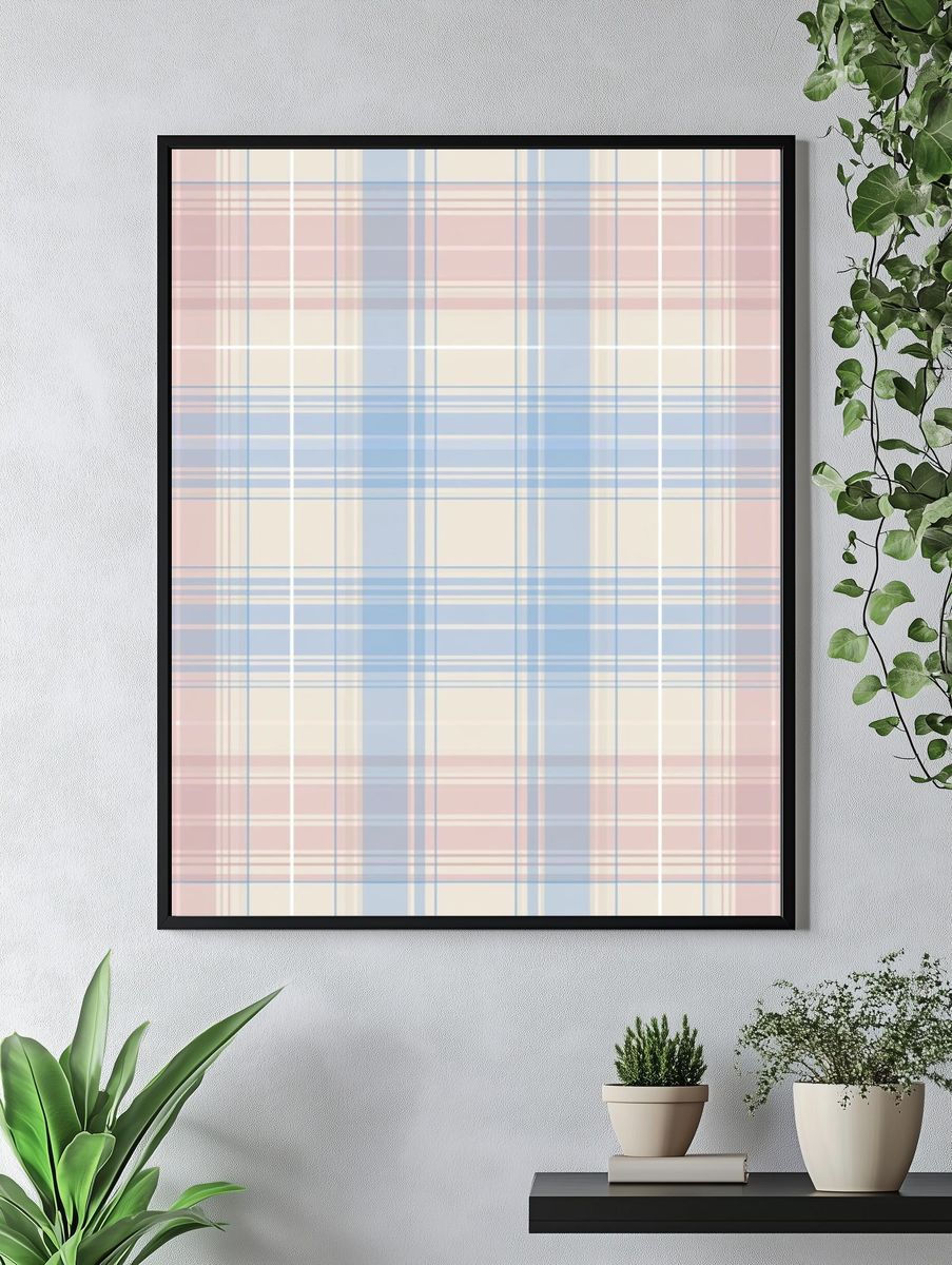 Pastel Plaid Abstract Poster. — room view 4