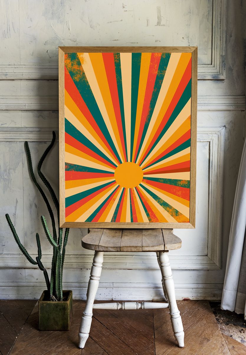 Retro Sunburst Abstract Poster. room preview