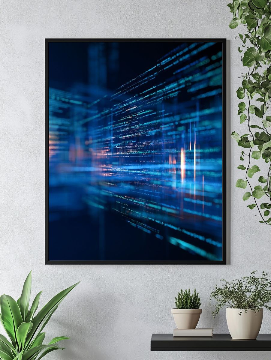 Neon Data Streams Abstract Poster. — room view 4