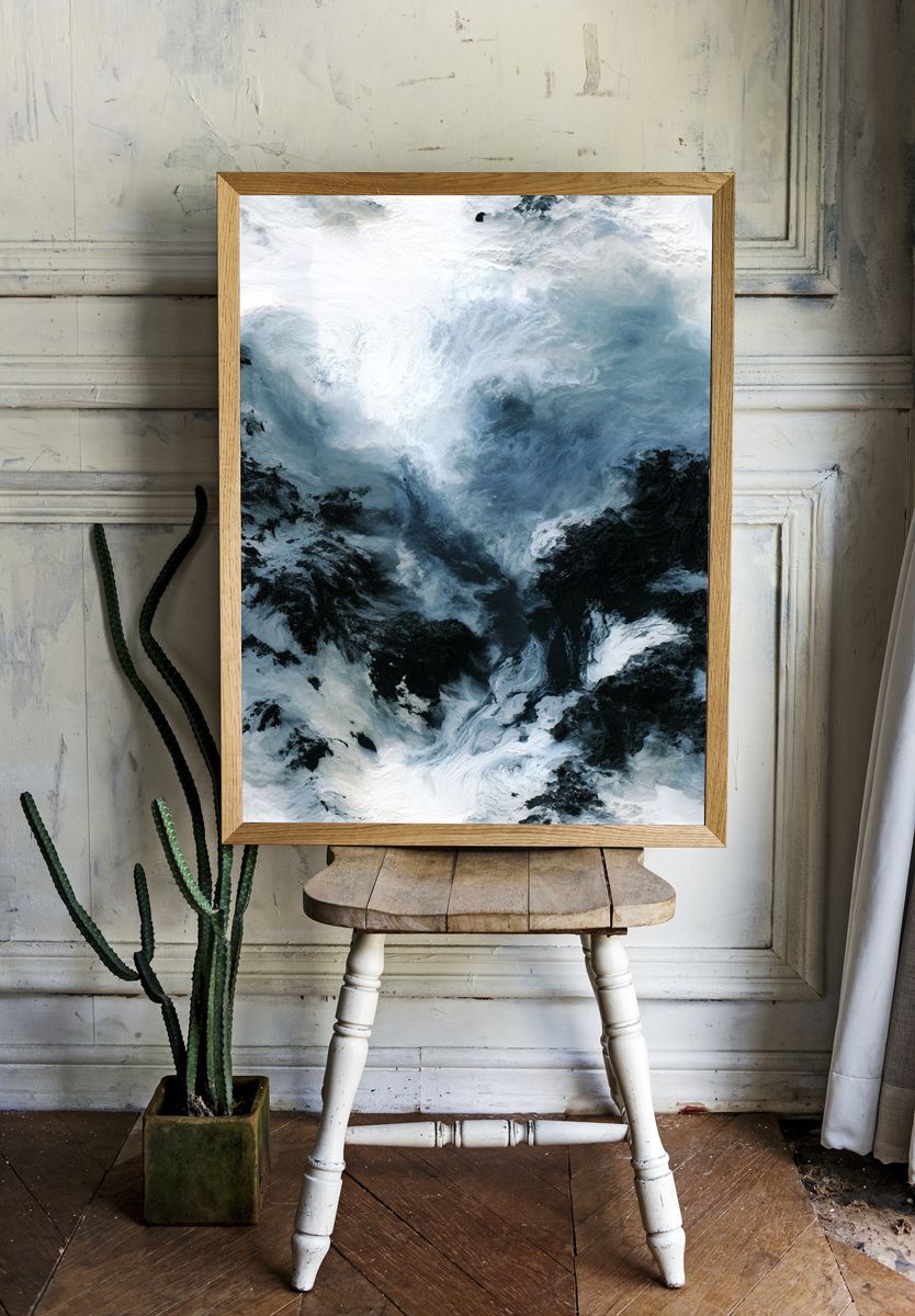 Glacial Storm Abstract Print. — room view 1