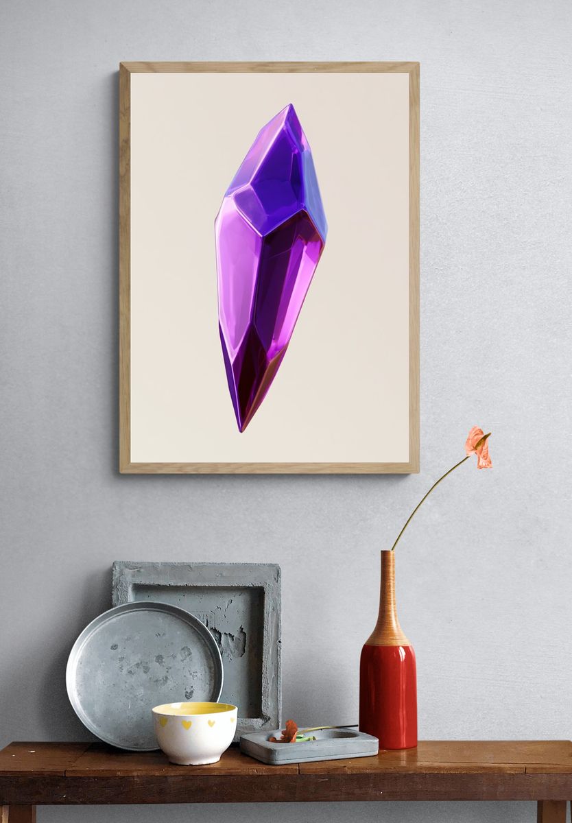 Purple Crystal Abstract Poster. — room view 3
