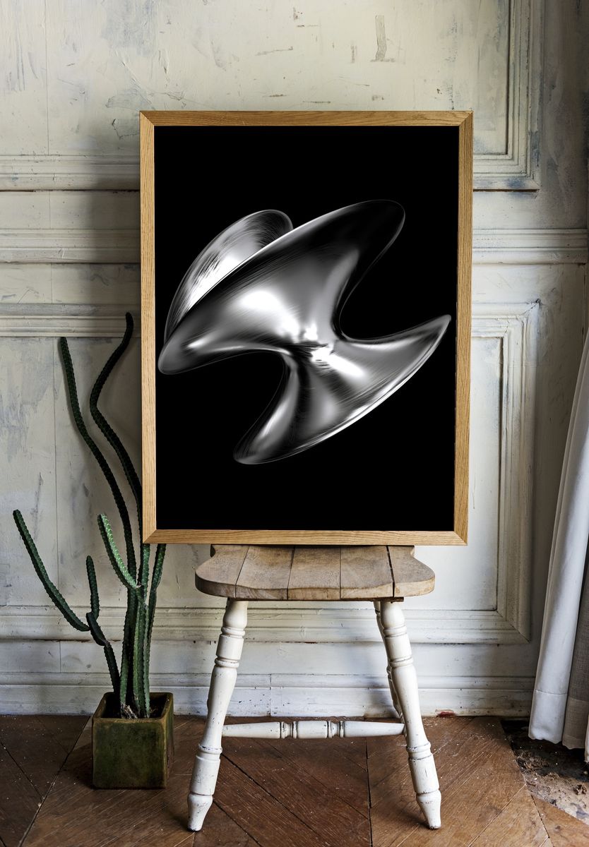 Chrome Abstract Sculpture Poster. — room view 1