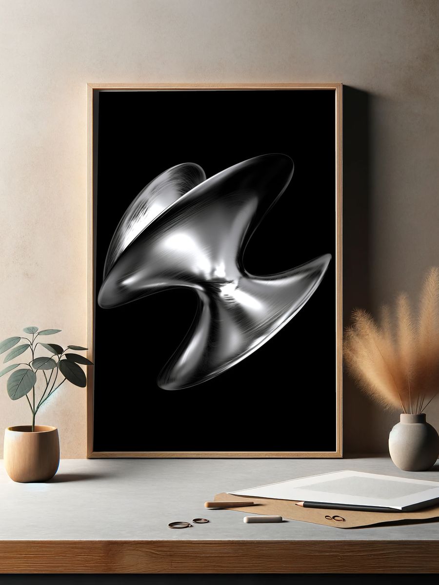 Chrome Abstract Sculpture Poster. — room view 2