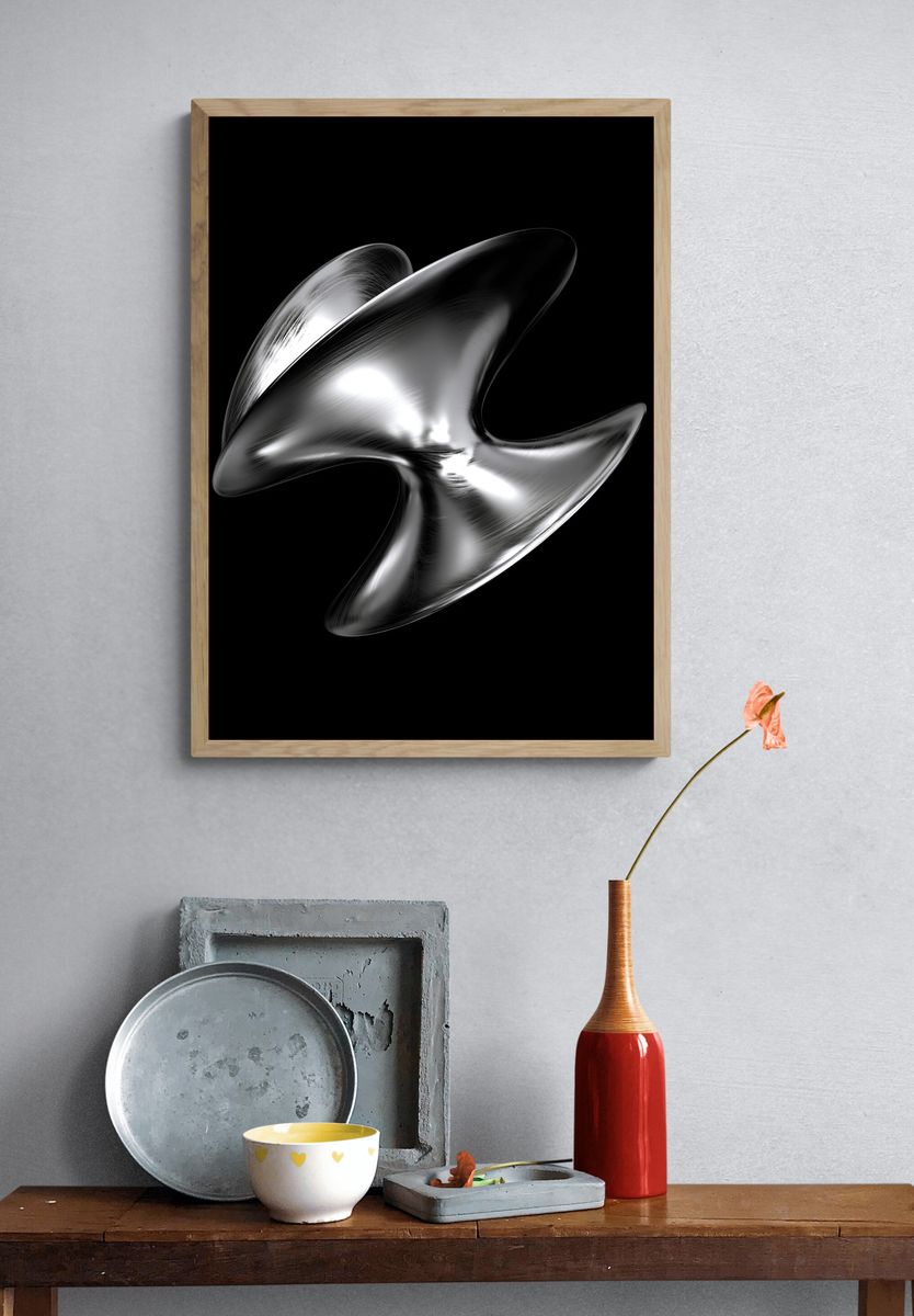 Chrome Abstract Sculpture Poster. — room view 3
