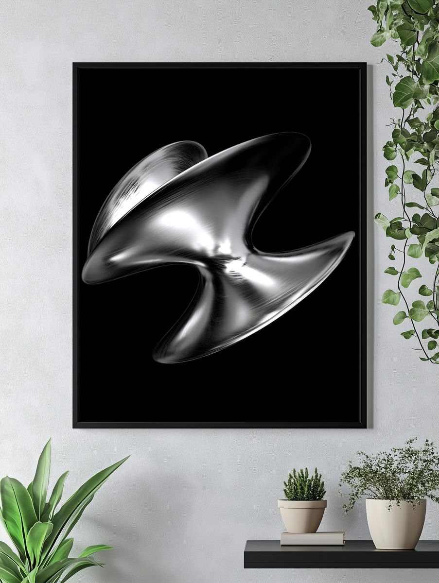 Chrome Abstract Sculpture Poster. — room view 4