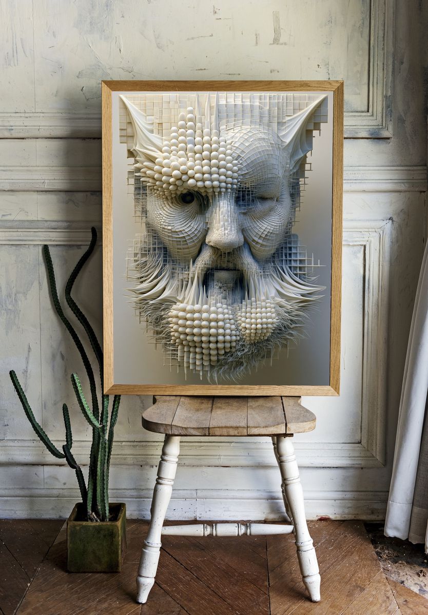 Abstract Sculptural Face Print. — room view 1