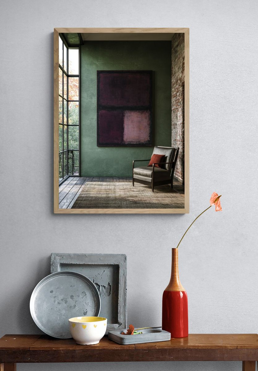 Abstract Plum Blocks Poster. — room view 3