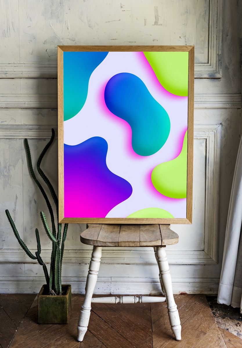 Neon Blob Abstract Poster. — room view 1