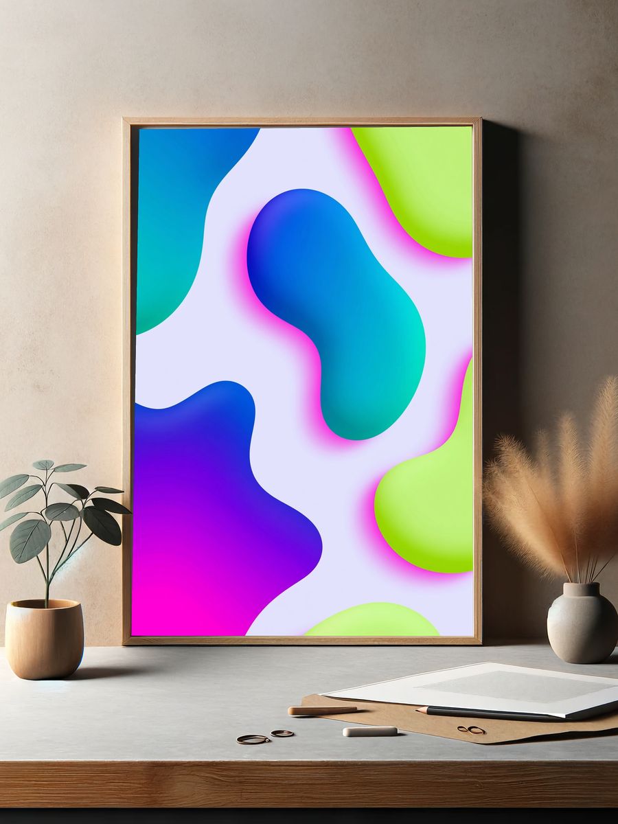 Neon Blob Abstract Poster. — room view 2