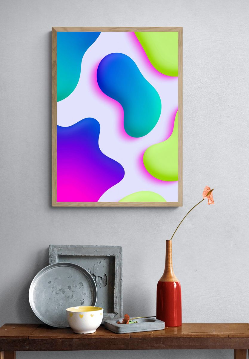 Neon Blob Abstract Poster. — room view 3