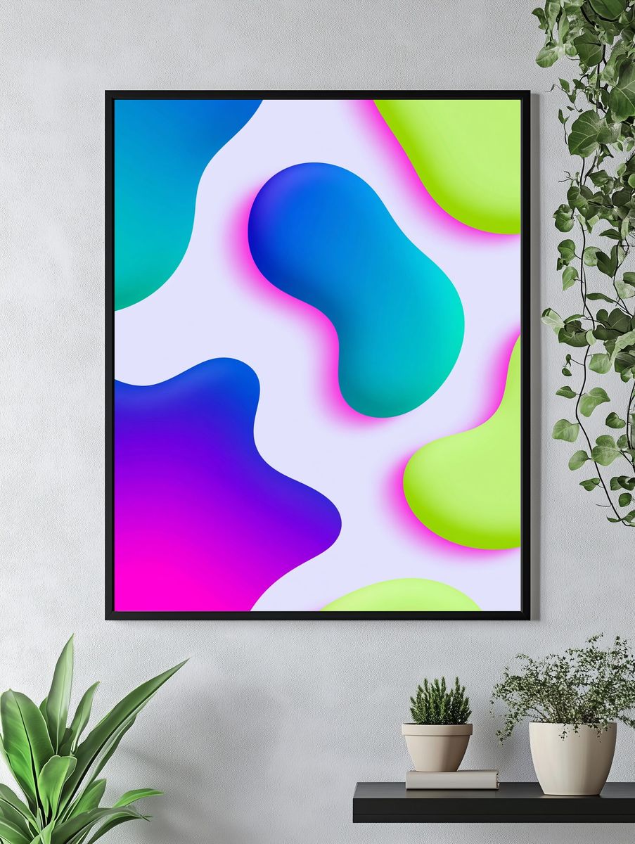 Neon Blob Abstract Poster. — room view 4