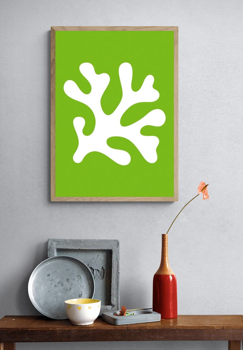 Coral Silhouette Abstract Print. — room view 3