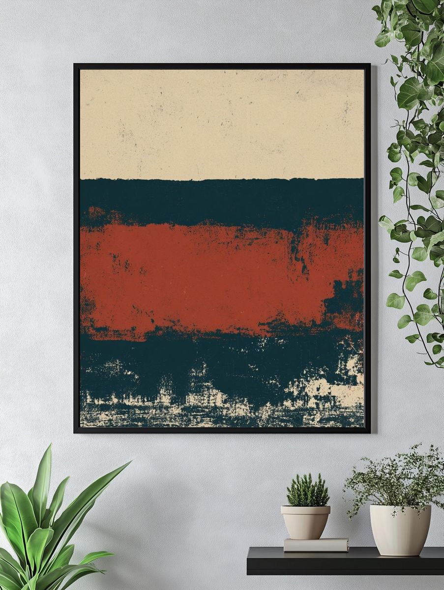 Rustic Color Block Abstract Poster. — room view 4