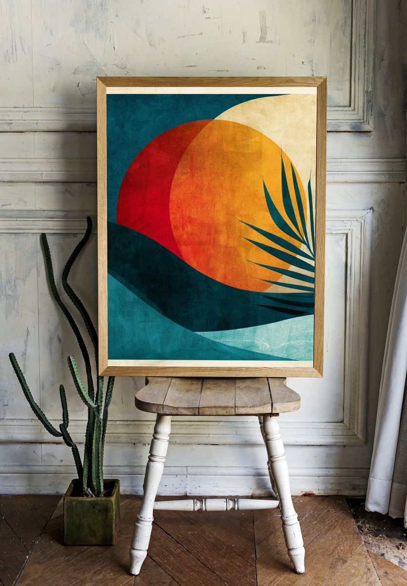 Tropical Sunset Abstract Poster. room preview