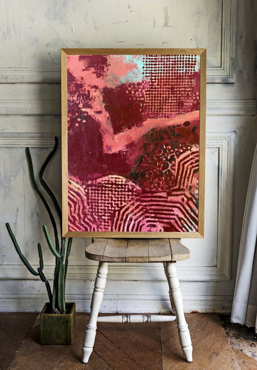 Crimson Texture Abstract Poster. room preview