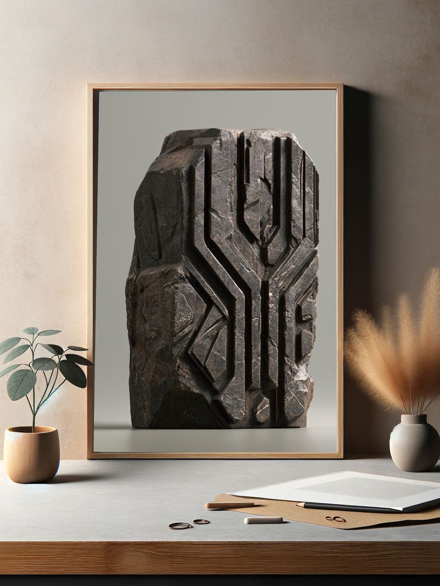 Carved Stone Abstract Poster. — room view 2