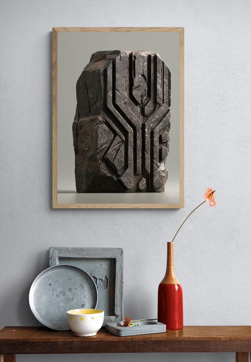 Carved Stone Abstract Poster. — room view 3