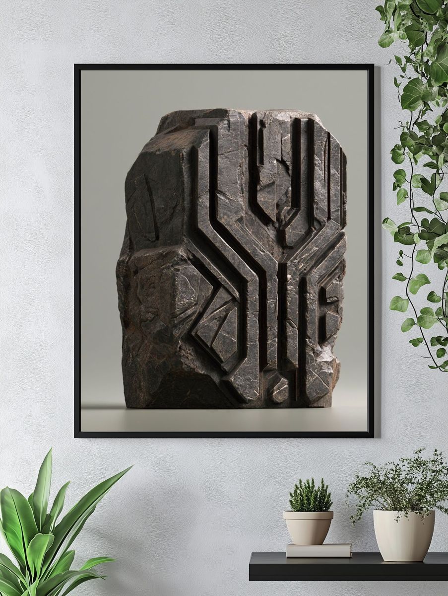 Carved Stone Abstract Poster. — room view 4