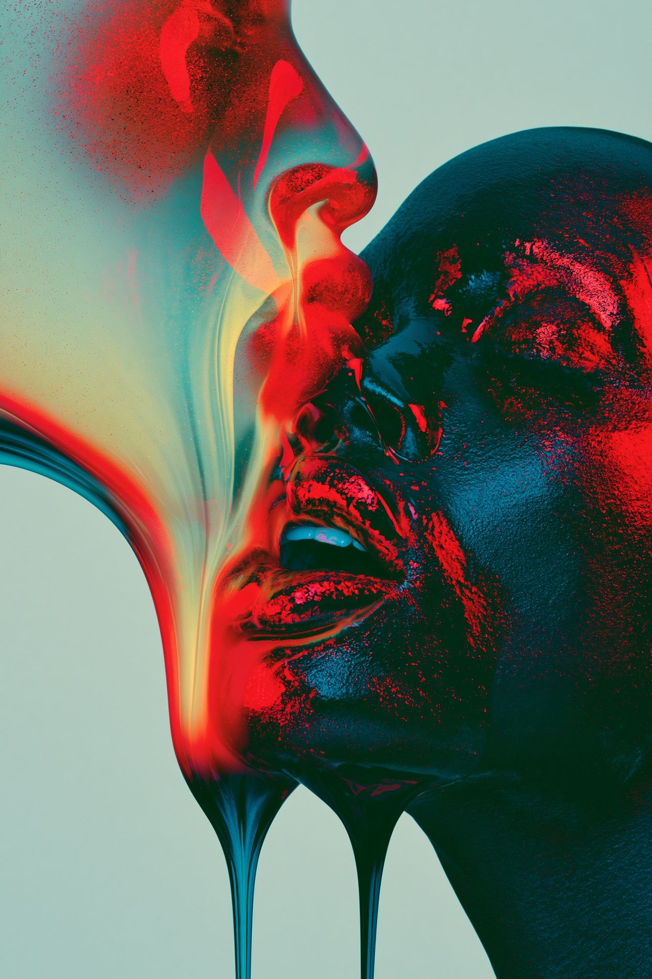 Surreal Neon Face Abstract Print. poster detail