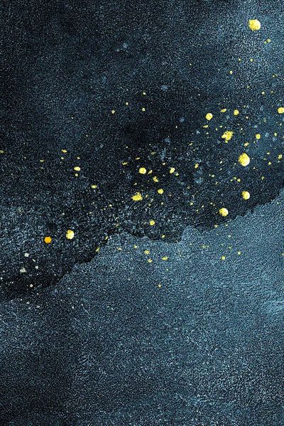 Gold splatter dark blue texture. poster print