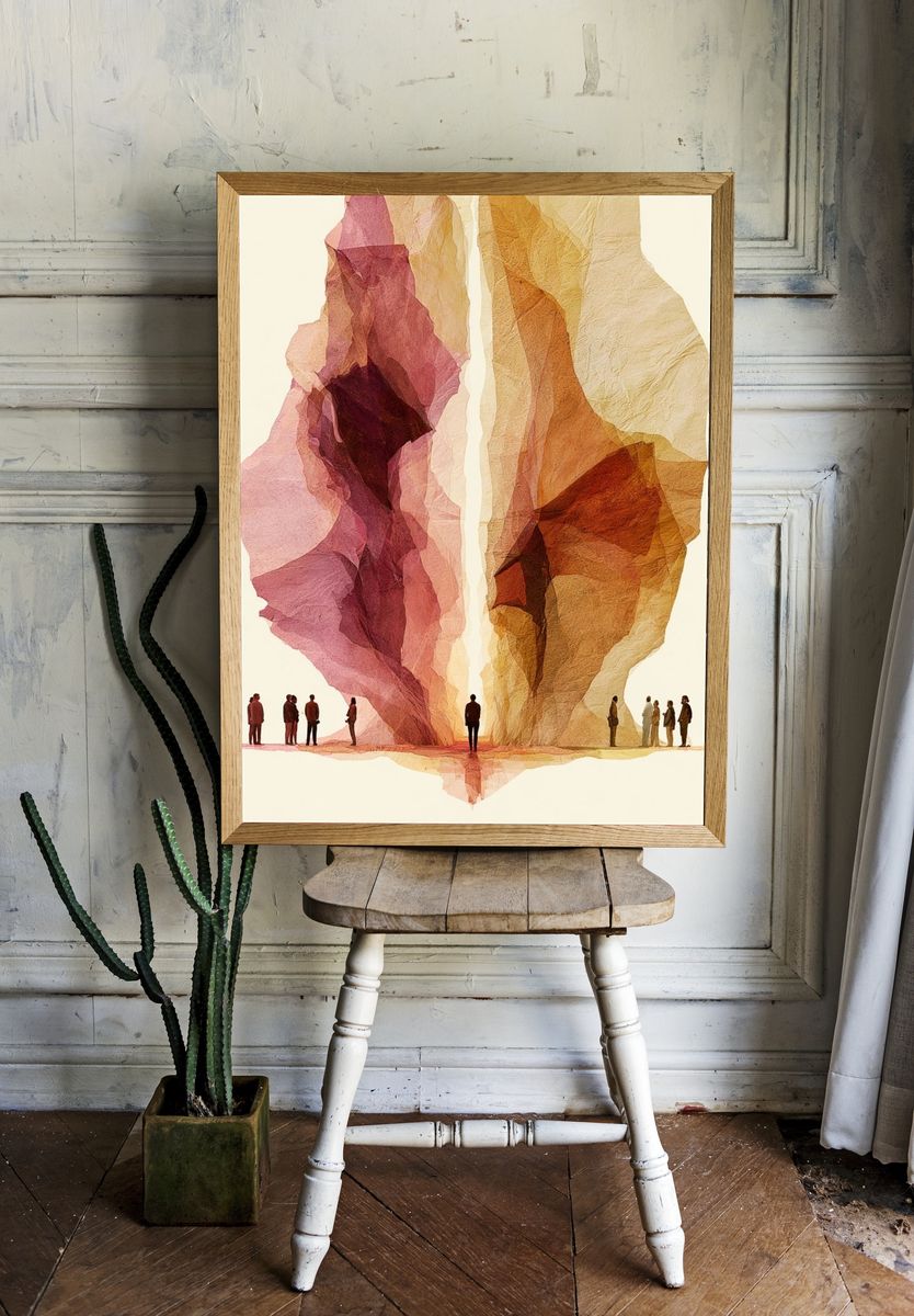 Abstract Human Silhouettes Print. — room view 1
