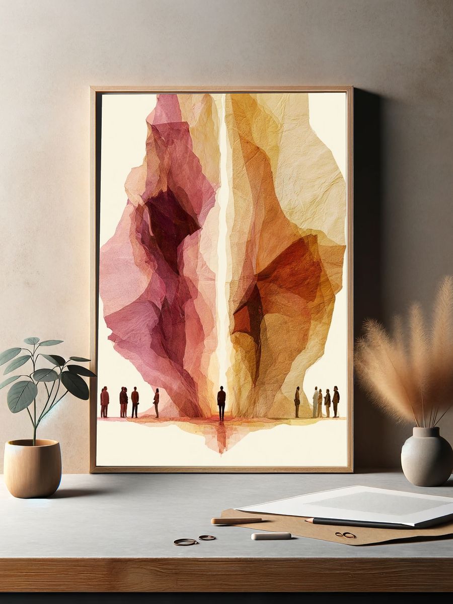 Abstract Human Silhouettes Print. — room view 2
