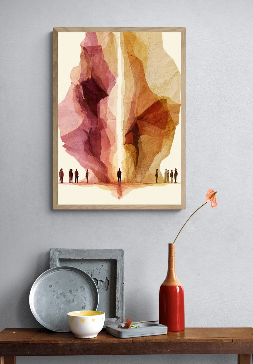 Abstract Human Silhouettes Print. — room view 3