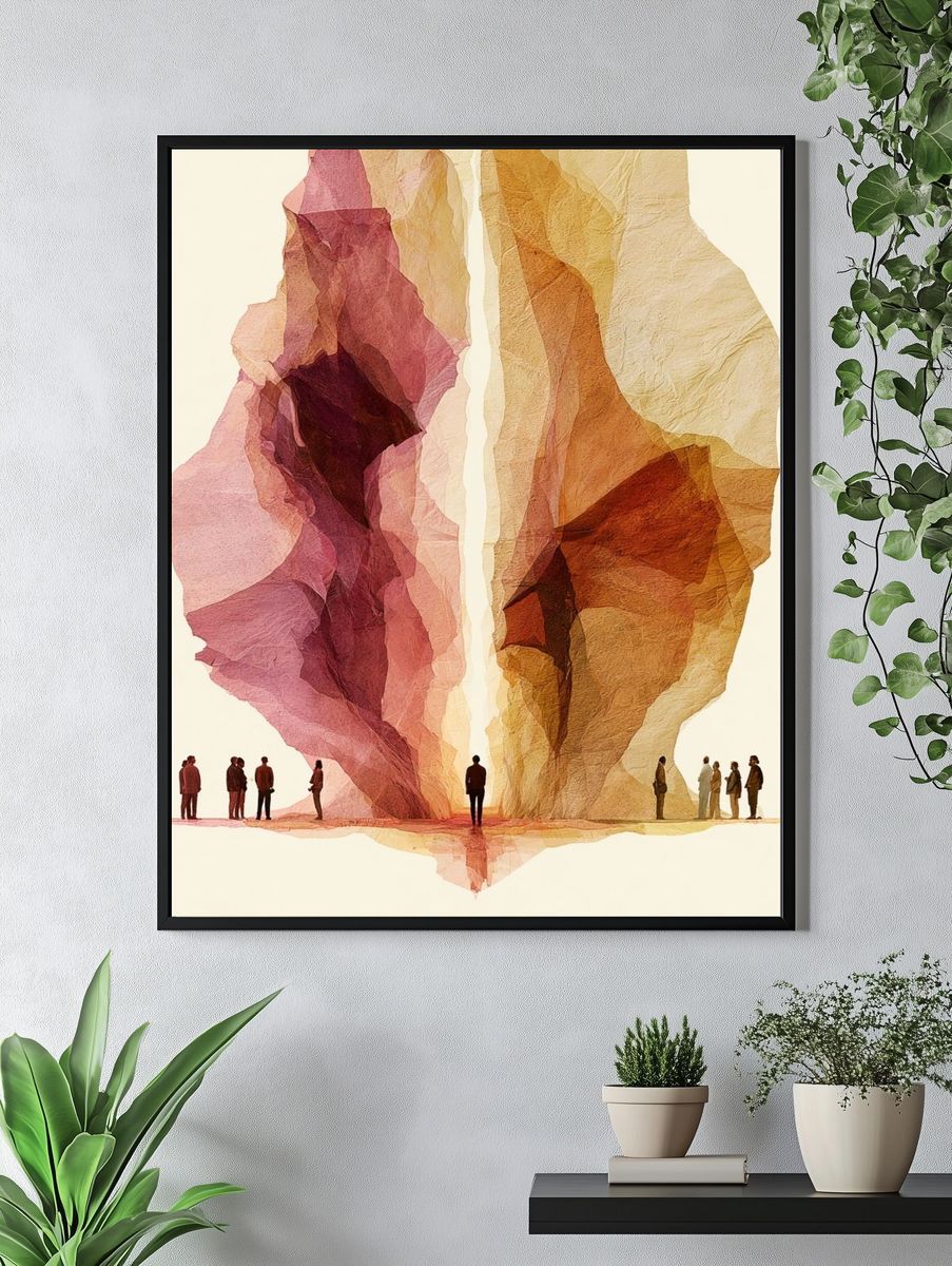 Abstract Human Silhouettes Print. — room view 4