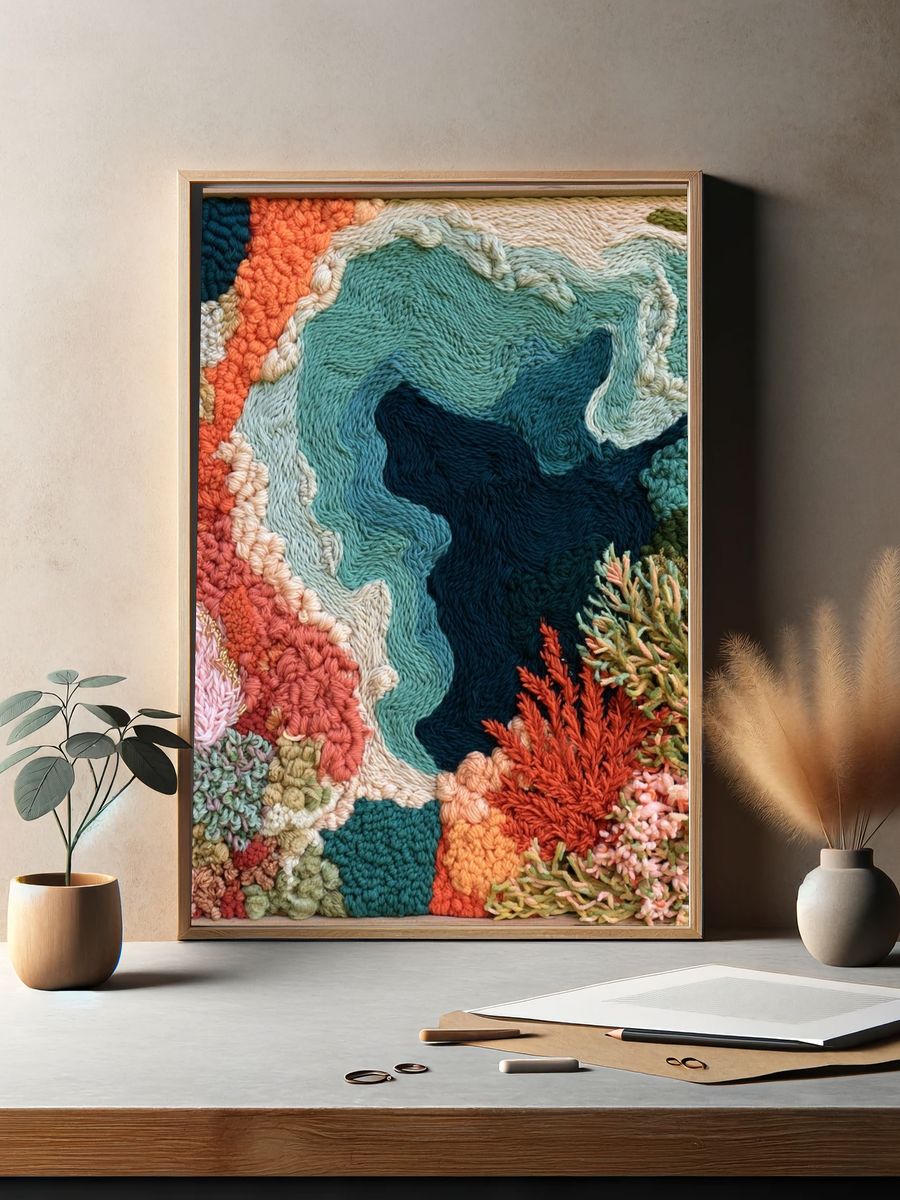 Textured Coral Reef Abstract Print. — room view 2