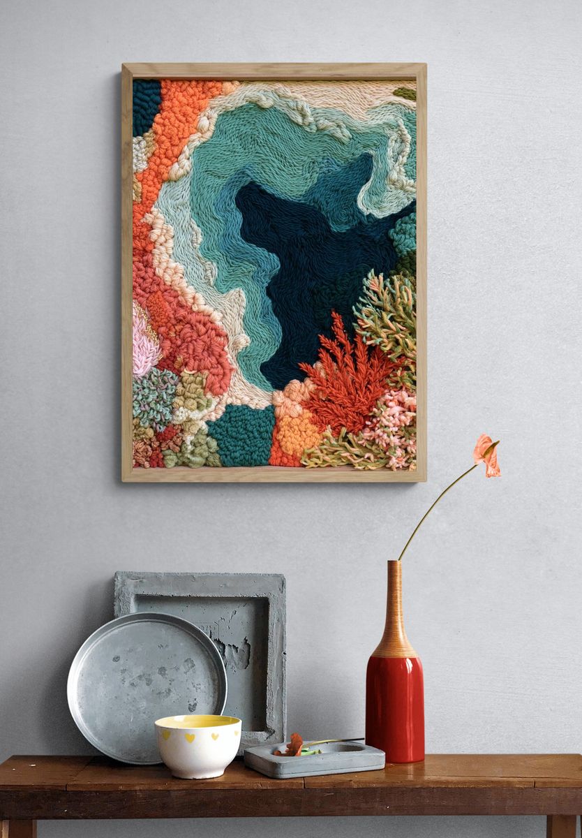 Textured Coral Reef Abstract Print. — room view 3