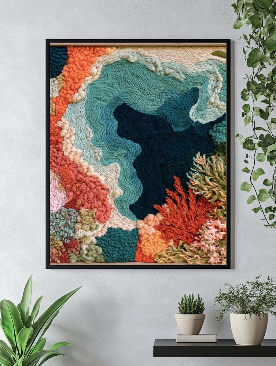 Textured Coral Reef Abstract Print. — room view 4