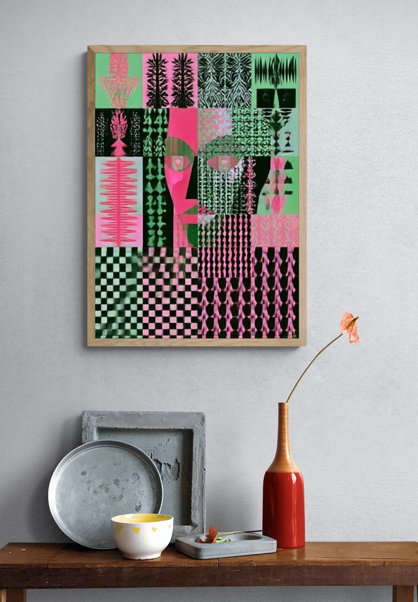 Neon Collage Abstract Poster. — room view 3