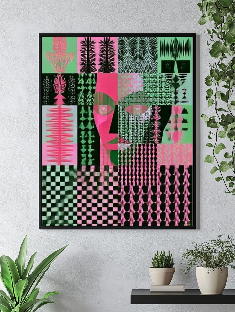 Neon Collage Abstract Poster. — room view 4