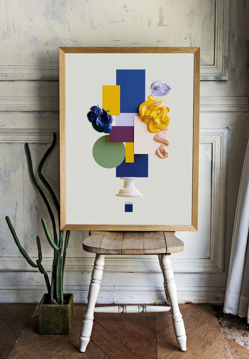 Geometric Color Study Abstract Poster. room preview