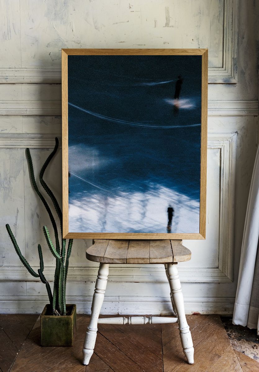 Abstract Figures in Blue Poster. — room view 1