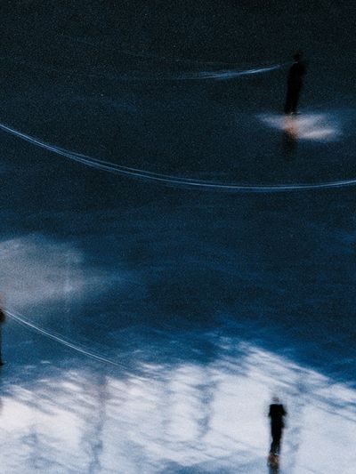Abstract Figures in Blue Poster. poster