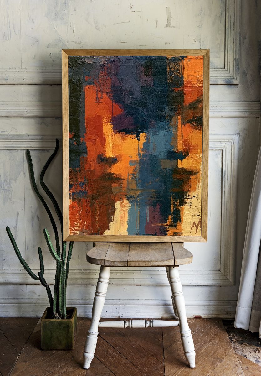 Autumn Color Blocks Abstract Poster. — room view 1