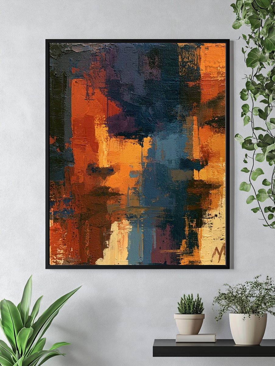 Autumn Color Blocks Abstract Poster. — room view 4