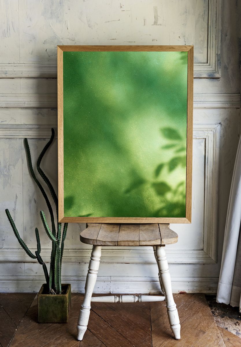 Soft Green Foliage Abstract Print. — room view 1