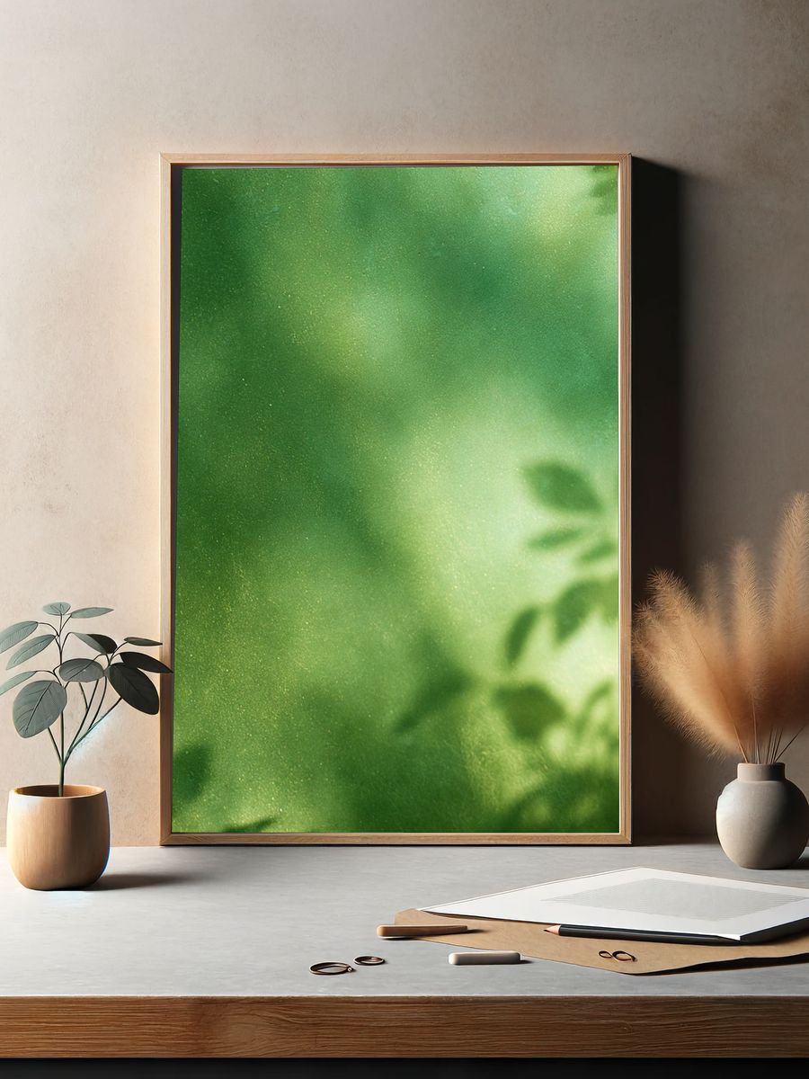 Soft Green Foliage Abstract Print. — room view 2