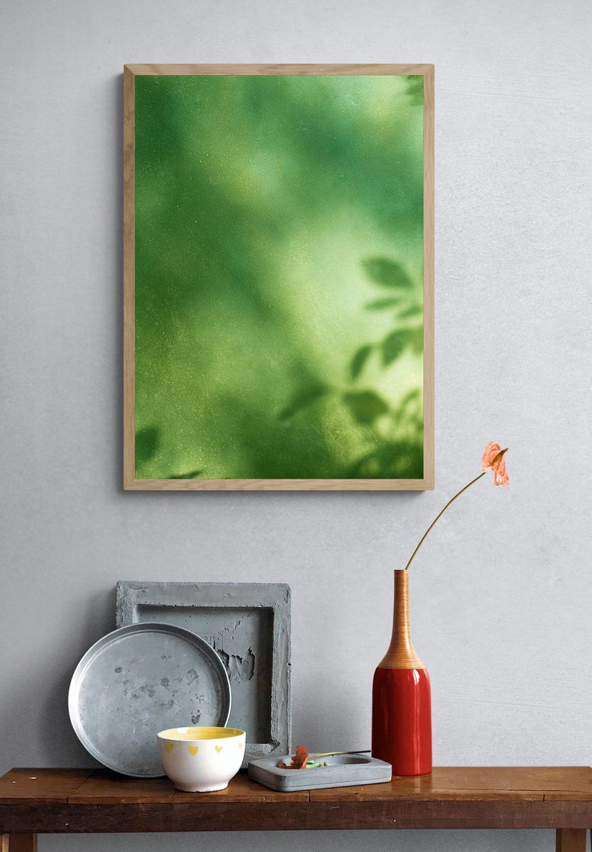 Soft Green Foliage Abstract Print. — room view 3