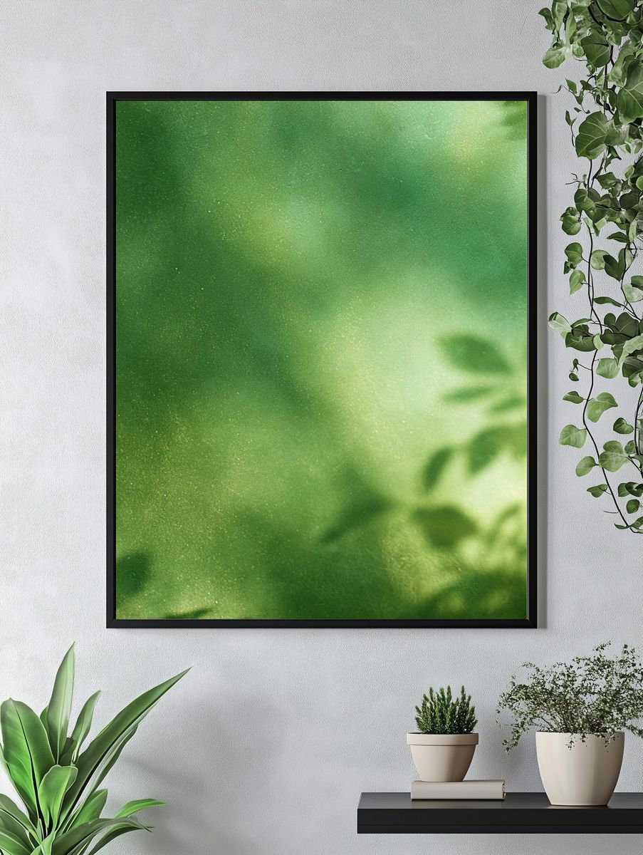 Soft Green Foliage Abstract Print. — room view 4