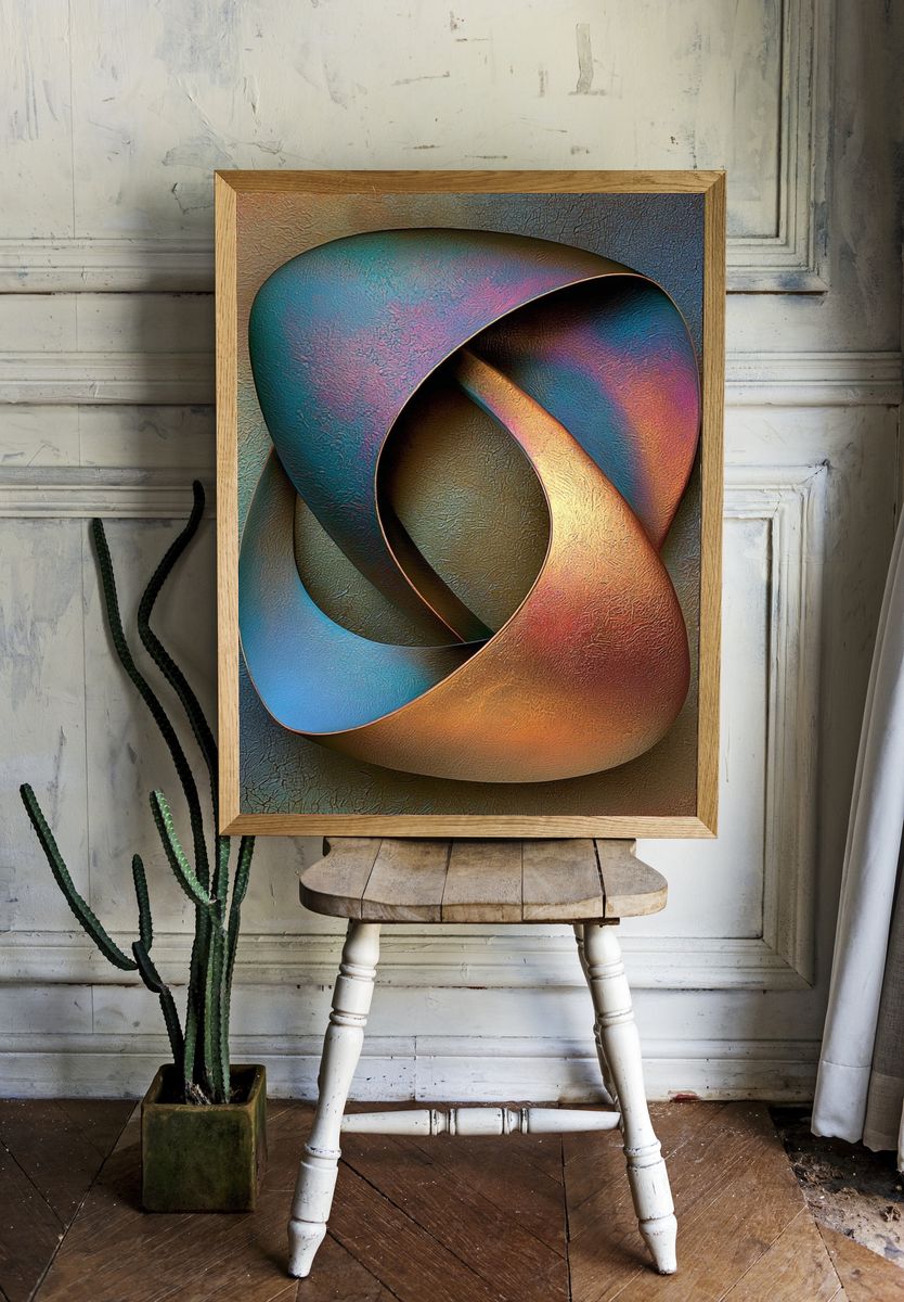 Interwoven Color Forms Abstract Poster. — room view 1